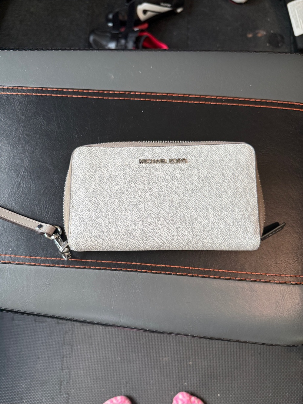 Michael Kors Light Gray Zip-Around Wristlet Wallet
